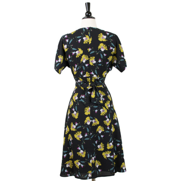 DARLING | Black Floral Print Tie Waist Midi Dress - Picture 3 of 4